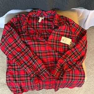 St. John's Bay Red Plaid Button Down Shirt